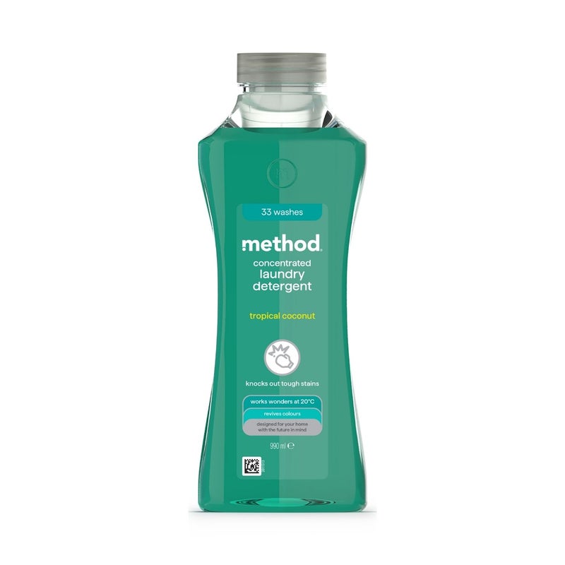 Method Laundry Liquid, Revives Colors & Fights Tough Stains, Fresh Coconut Scent - 990 ml - Image 1